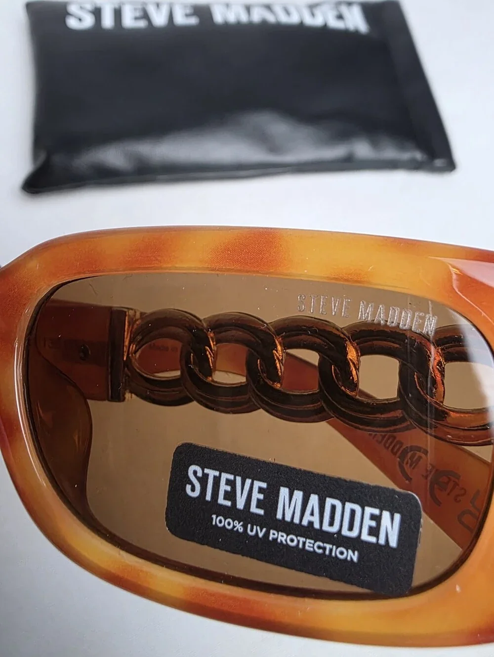Steve Madden New Felicia Sunglasses W/ Case Gold Tone Tortoise